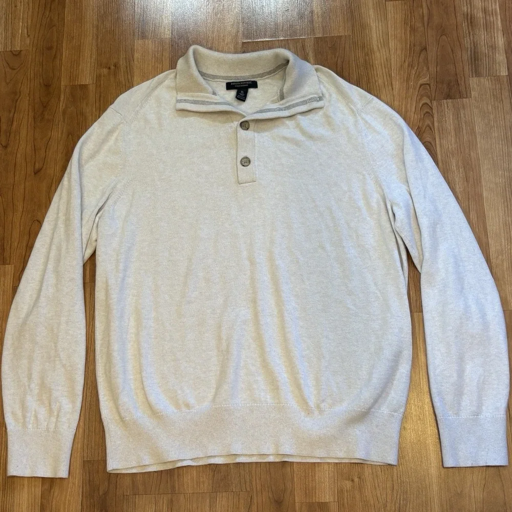 Banana Republic Men's Cotton Cashmere Sweater XL Cream Color Quiet Luxury Cozy